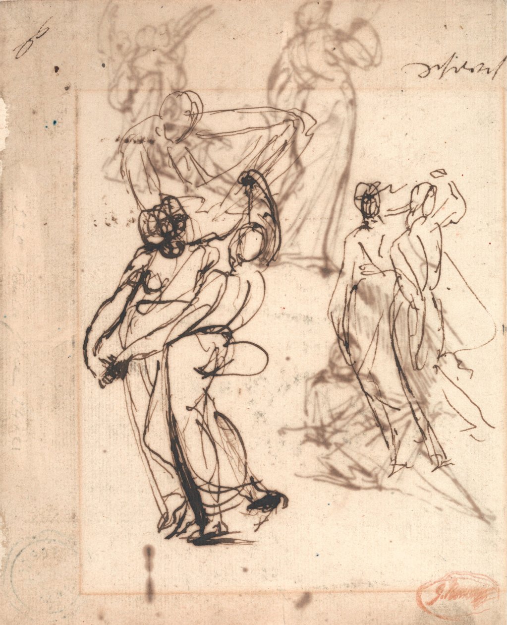 Due studi sulle coppie che ballano da George Romney