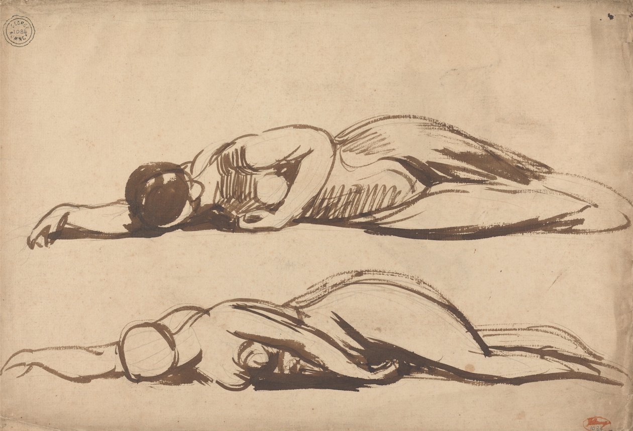 Due studi di una donna prostrata, forse Santa Cecilia da George Romney
