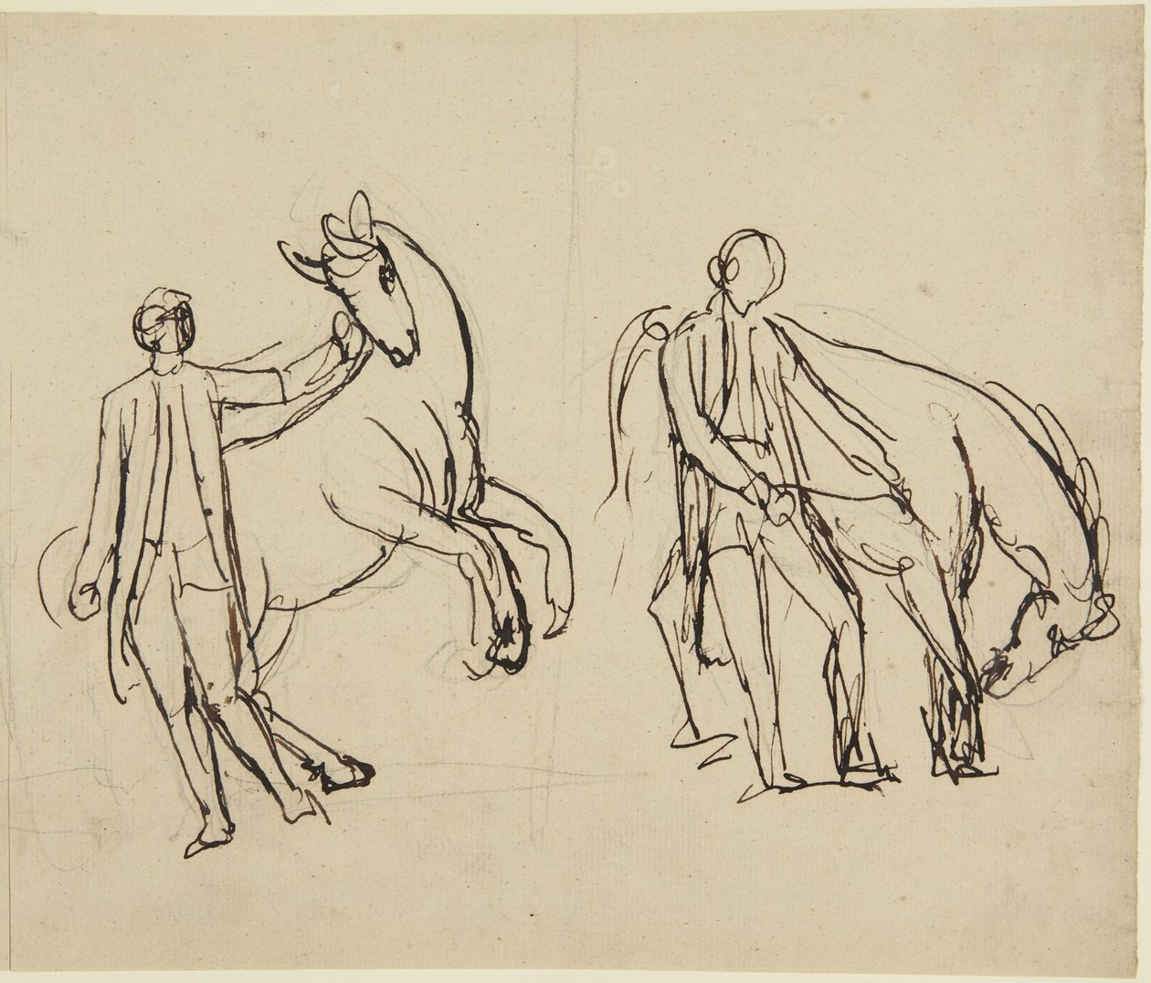 Due studi per un ritratto di un uomo con un cavallo da George Romney