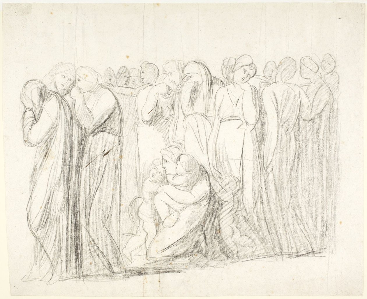 Donne e bambini in lacrime: studio per *L’accusa di Susanna*; Verso: studi di figure da George Romney