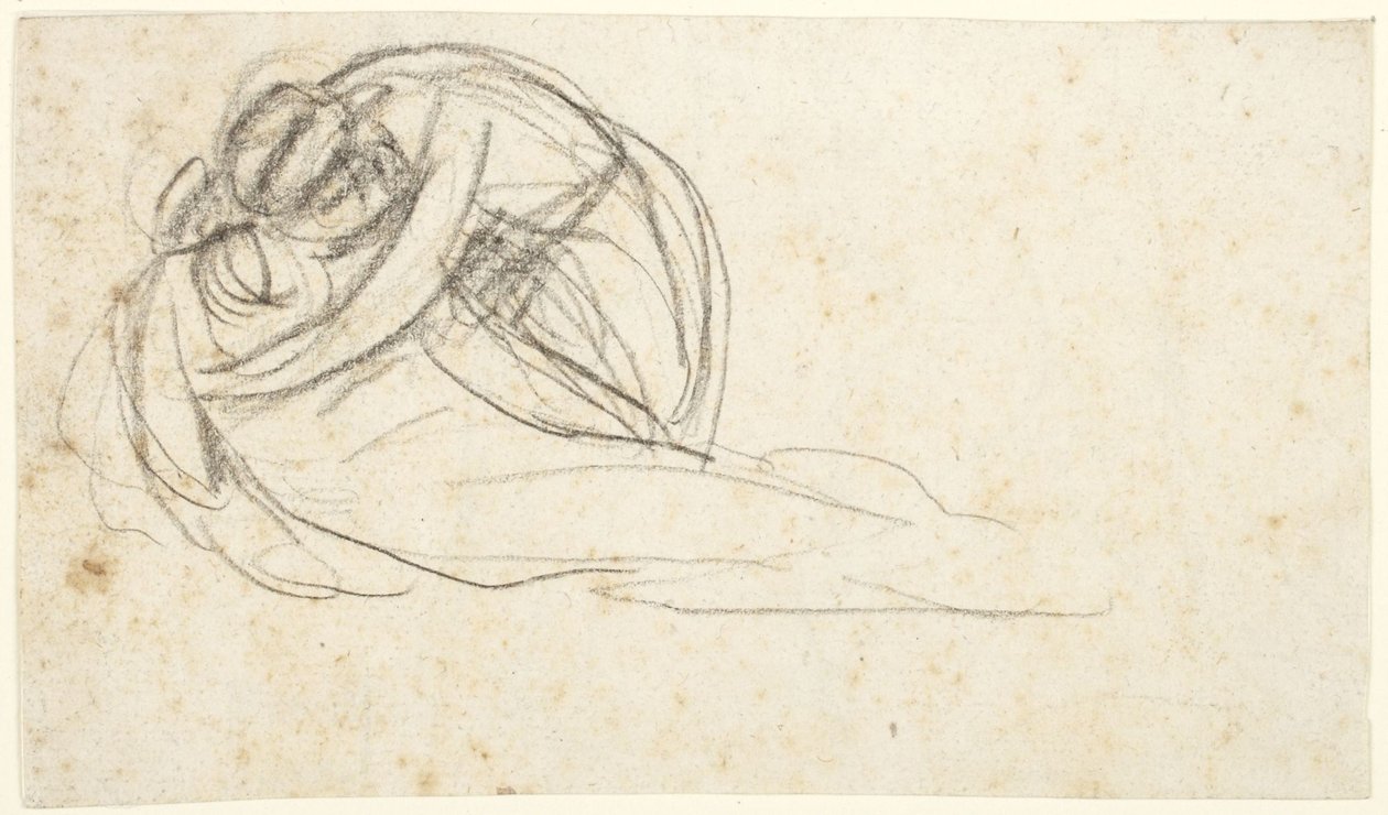 Donna che abbraccia una figura sdraiata  (verso: metà inferiore di due figure in piedi) da George Romney