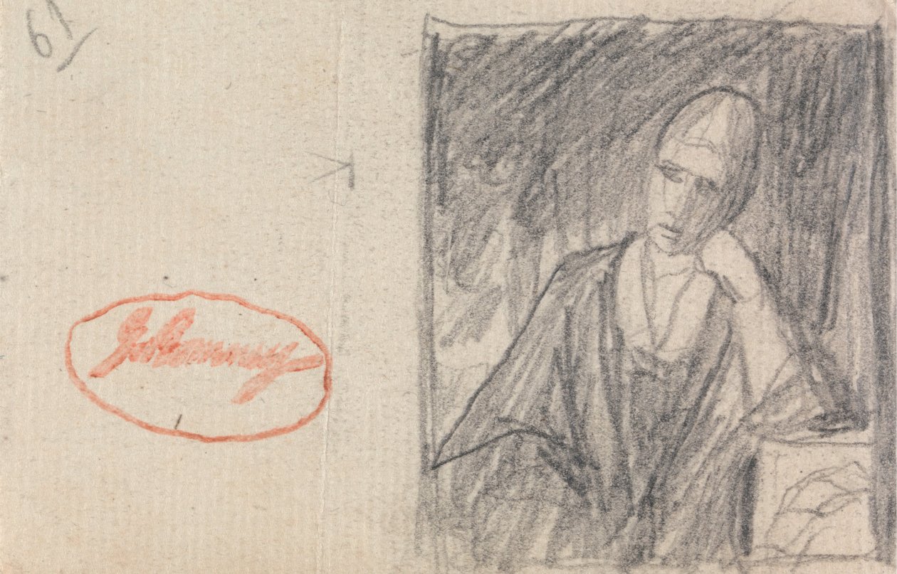 Donna che appoggia la testa su un braccio piegato da George Romney