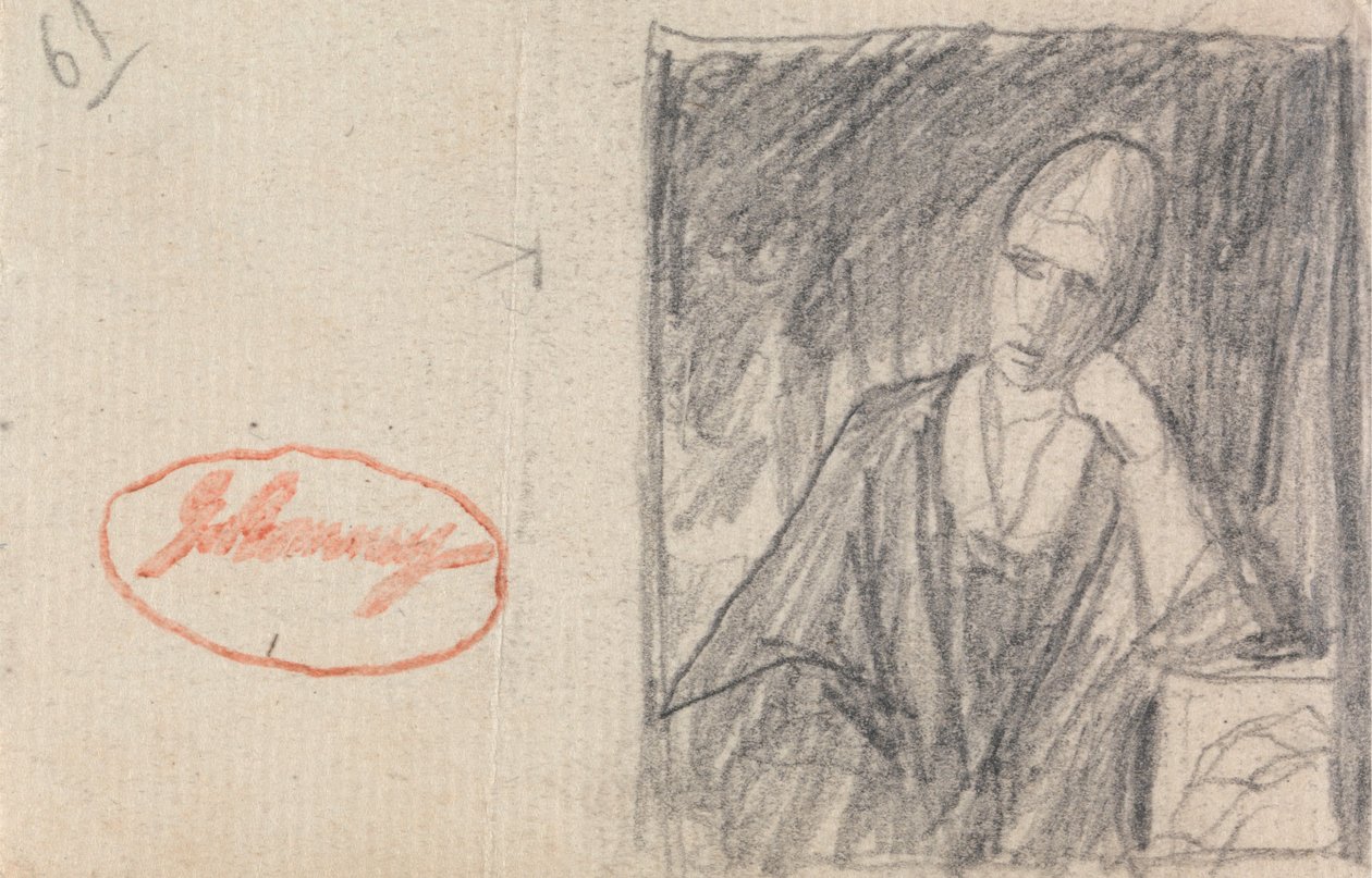 Donna con la testa appoggiata su un braccio piegato da George Romney