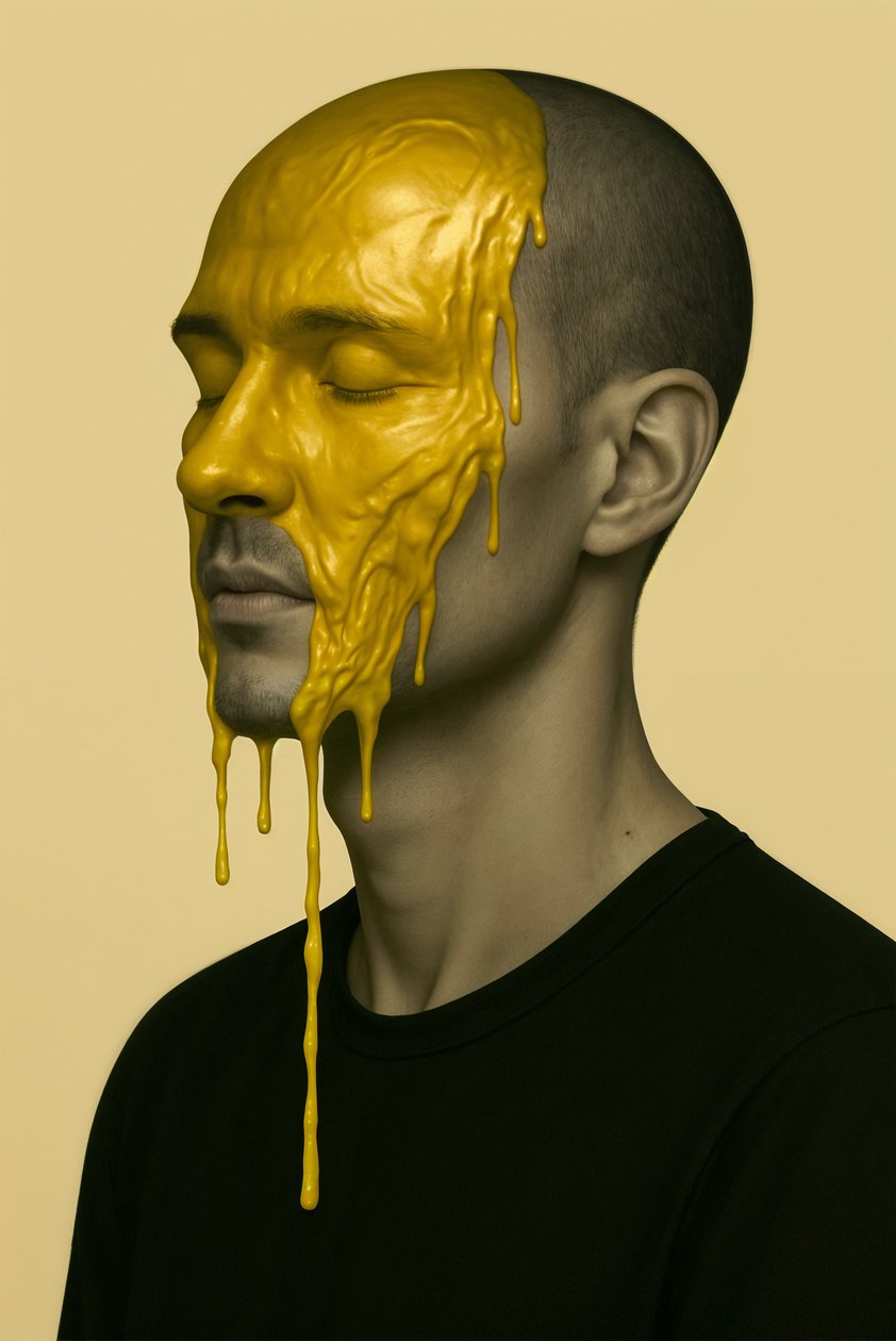 Golden Static, 2025 (acrilico su tela) da George Rosaly