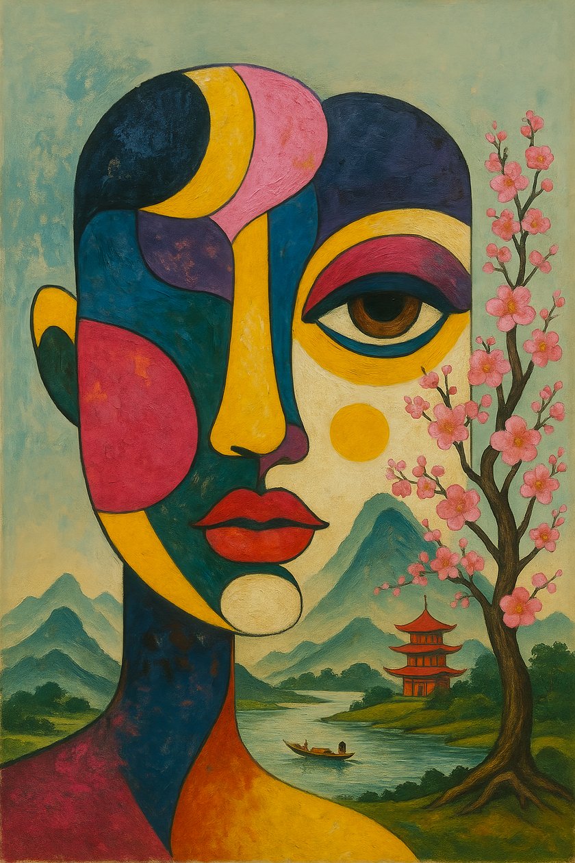 Pace in fiore, 2025 (acrilico su tela) da George Rosaly