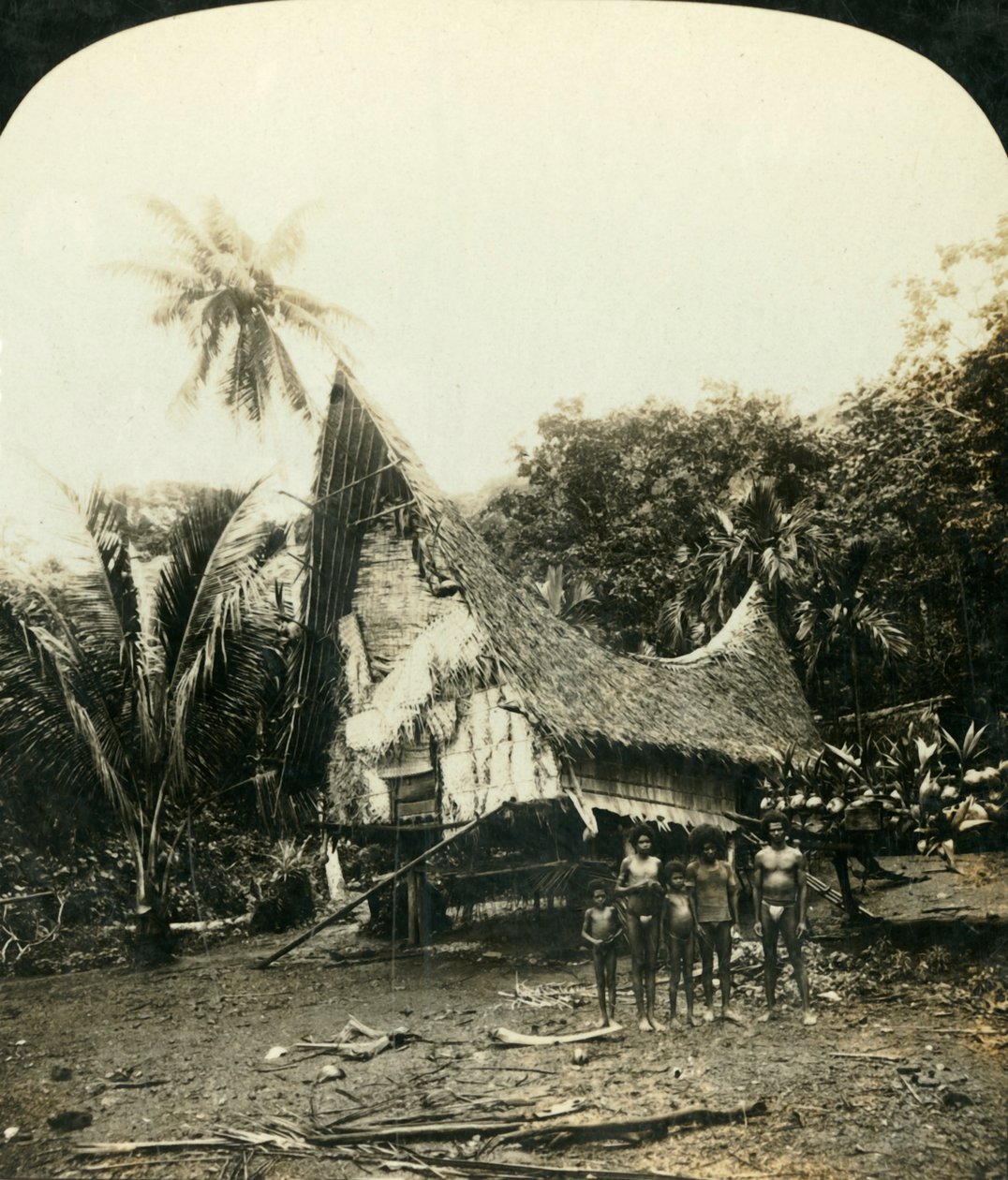 Una capanna nativa, Sariba, Nuova Guinea britannica, c1909 da George Rose