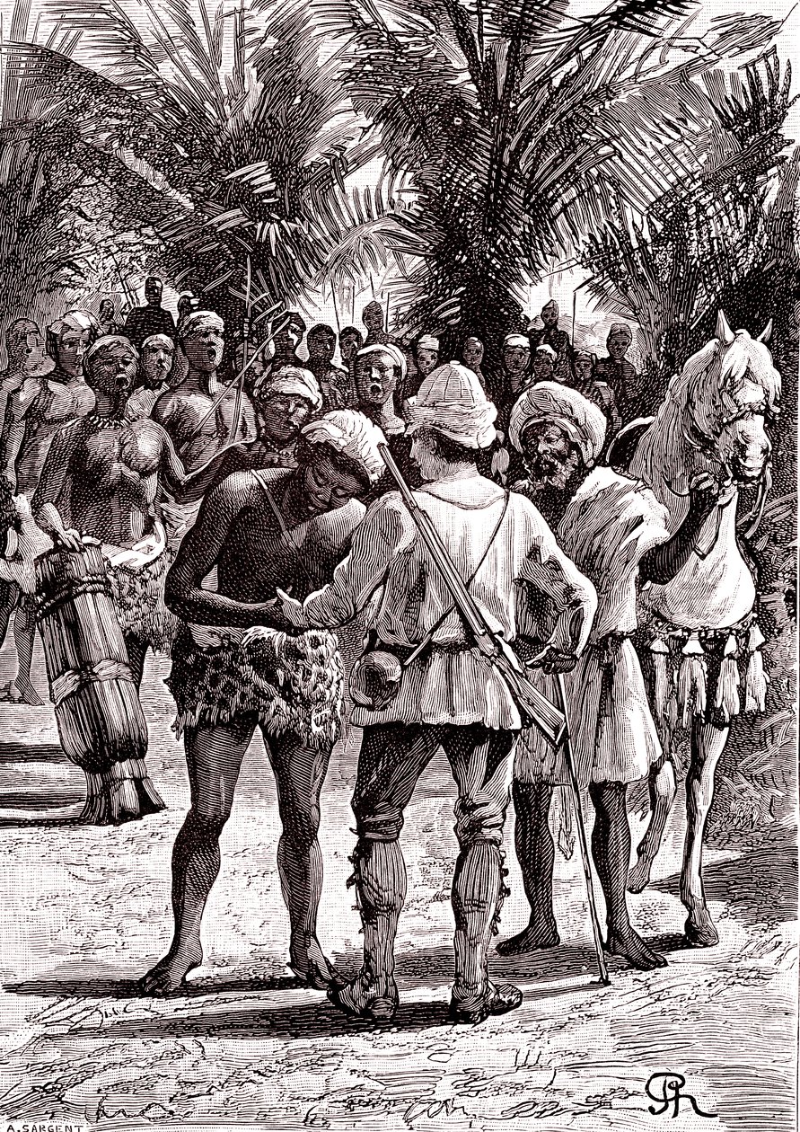 Esploratore nei grandi laghi del Sudan. 1888 (incisione) da George Roux