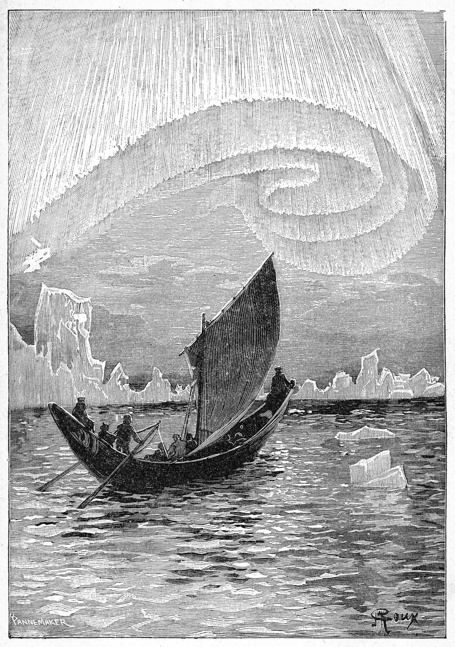Illustrazione per "La sfinge di ghiaccio" di Jules Verne da George Roux