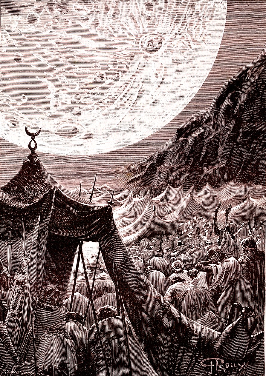 La luna nel deserto di Nubia, SUDAN. Musulmani pregano. 1888 (incisione) da George Roux