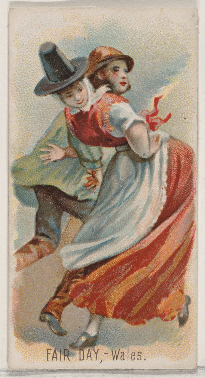 Giorno di Fiera, Galles, dalla serie Holidays N80 per sigarette Duke, 1890 da George S. Harris and Sons