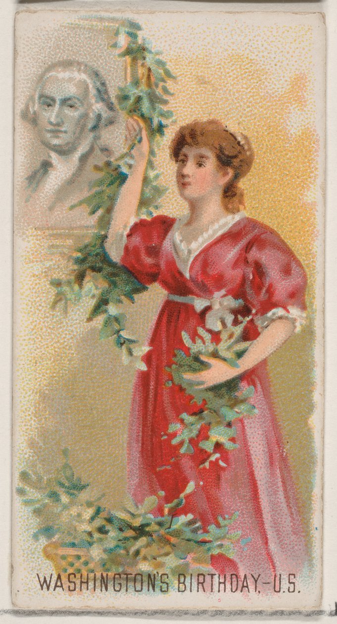 Il compleanno di George Washington, Stati Uniti, dalla serie Holidays N80 per il marchio Duke, 1890 da George S. Harris and Sons