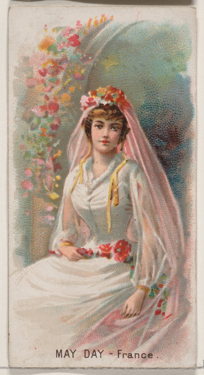 Primo maggio, Francia, dalla serie Holidays N80 per sigarette Duke, 1890 da George S. Harris and Sons
