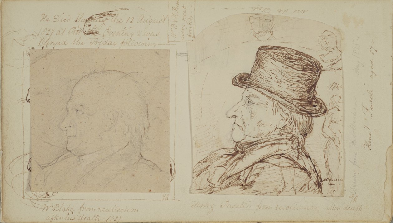 Studi di conigli con ritratti sovrapposti di William Blake e Henry Fuseli da George Samuel