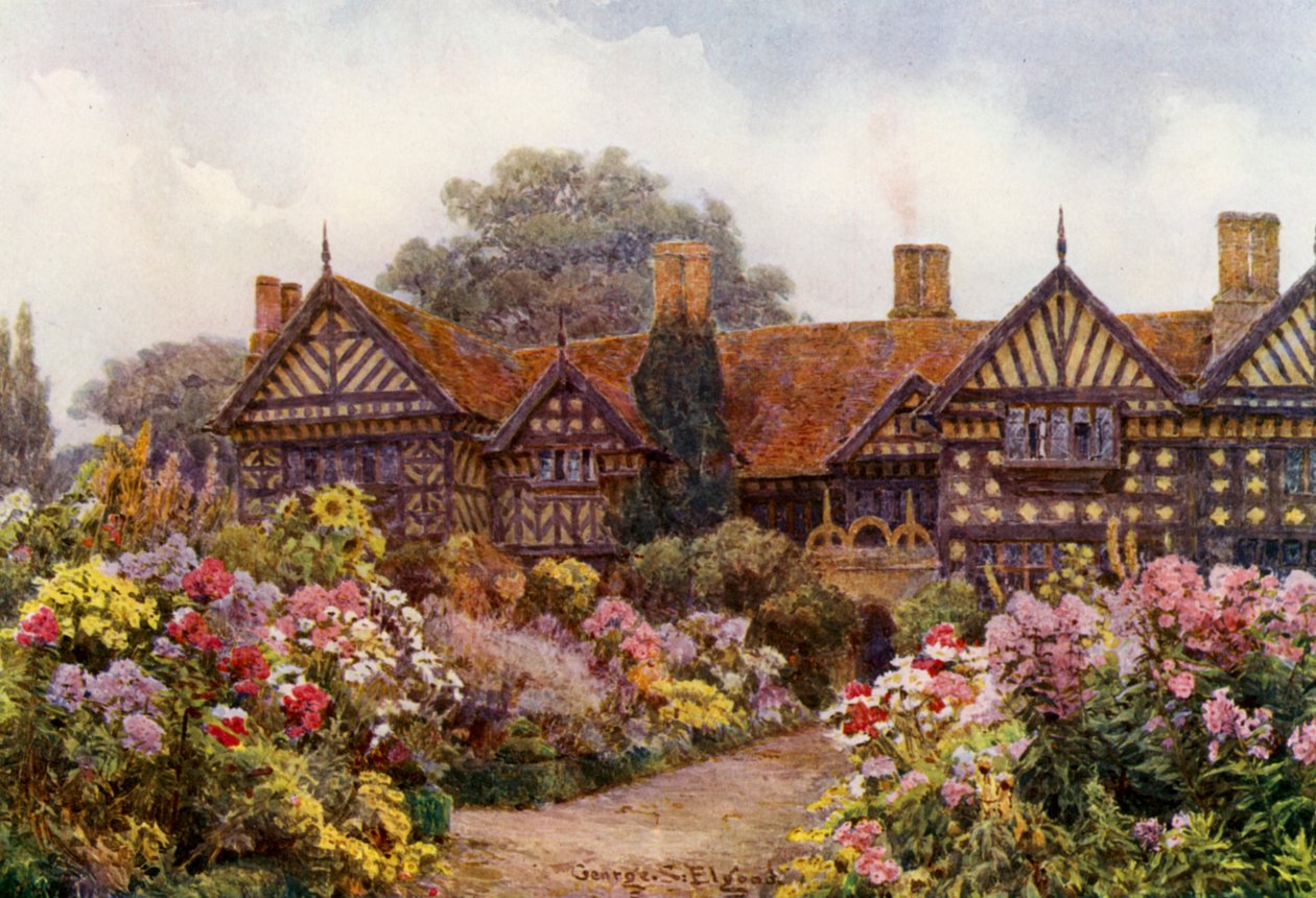 Speke Hall, Lancashire (litografia a colori) da George Samuel Elgood