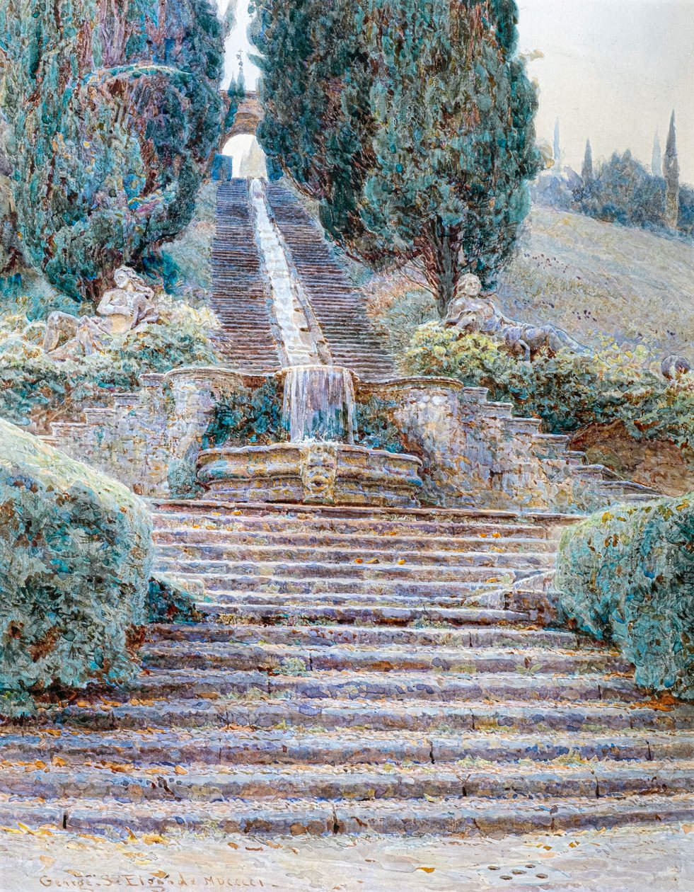 La Cascata a Villa Cicogna, Italia 1901 da George Samuel Elgood