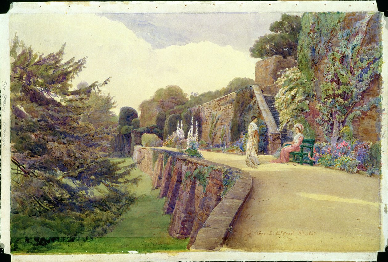 La terrazza al castello di Berkeley, Gloucestershire, 1887 da George Samuel Elgood