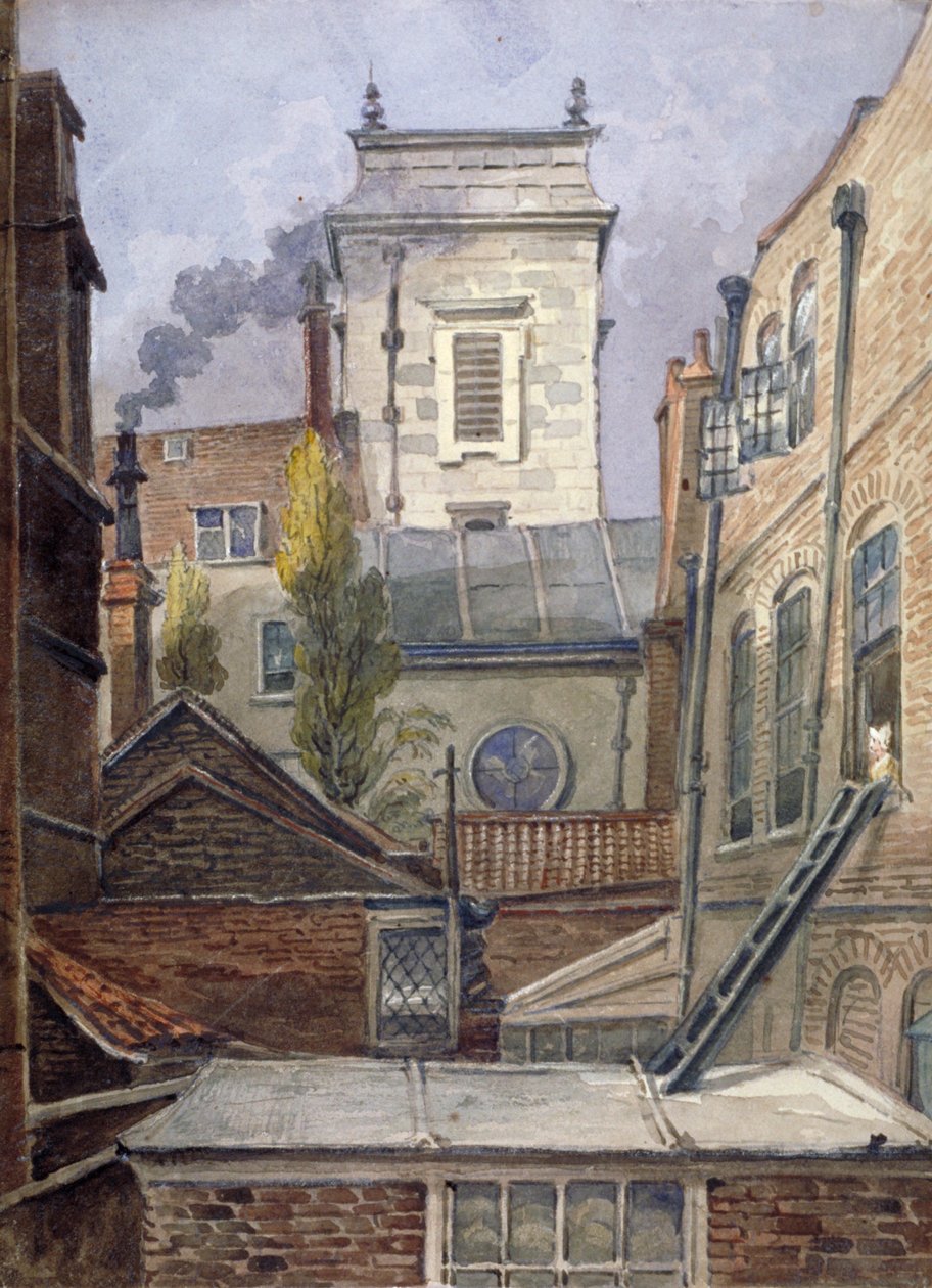 La torre della Chiesa di San Giorgio Botolph Lane, Città di Londra, c1830 da George Shepheard
