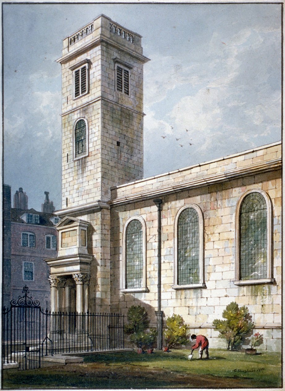 Chiesa di All Hallows, Lombard Street, Londra, 1811 da George Shepherd