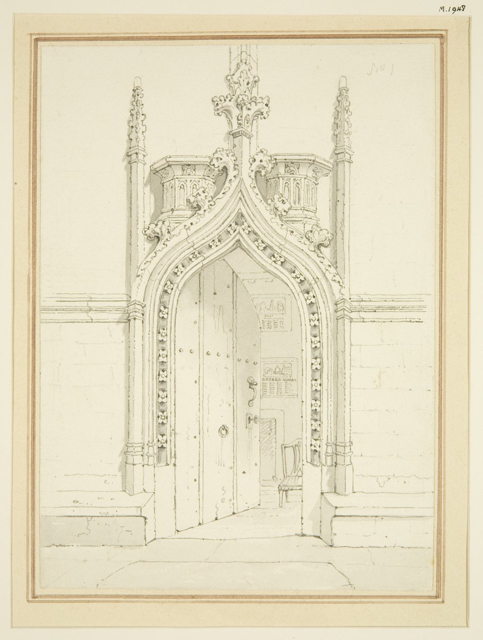 Porta della sagrestia di St Mary Redcliffe, c.1812 da George Shepherd
