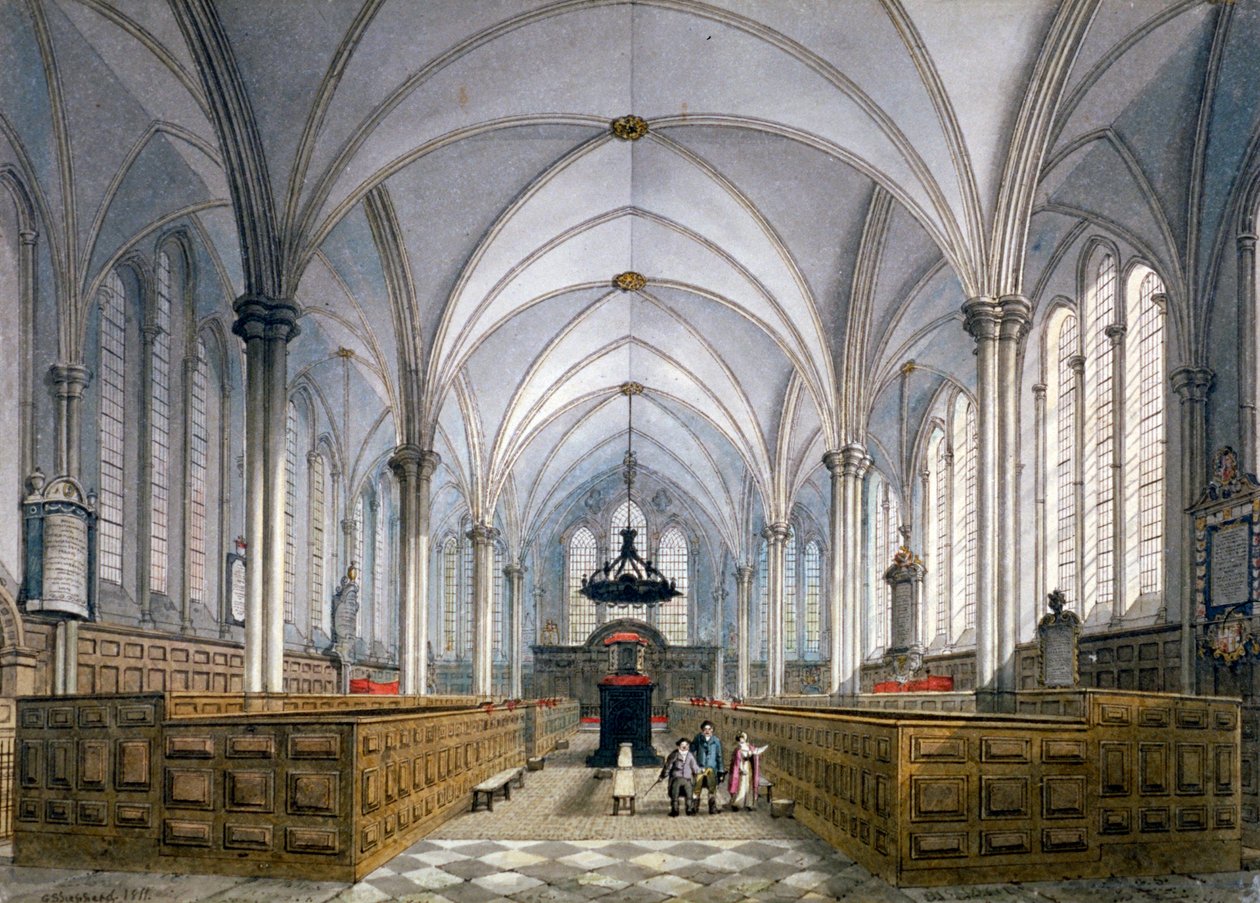Vista interna della Temple Church, Londra da George Shepherd