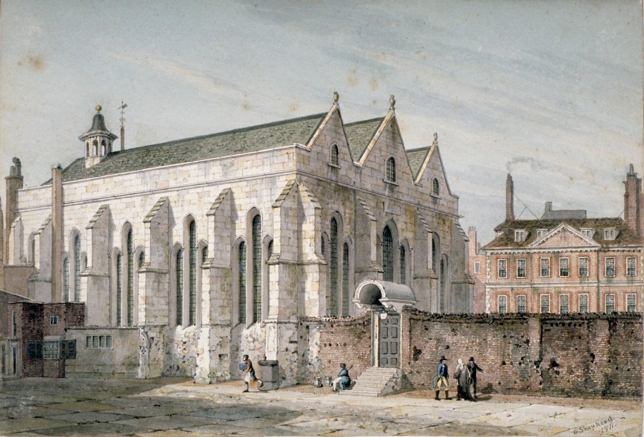 Vista della Chiesa del Tempio, Città di Londra, 1811 da George Shepherd