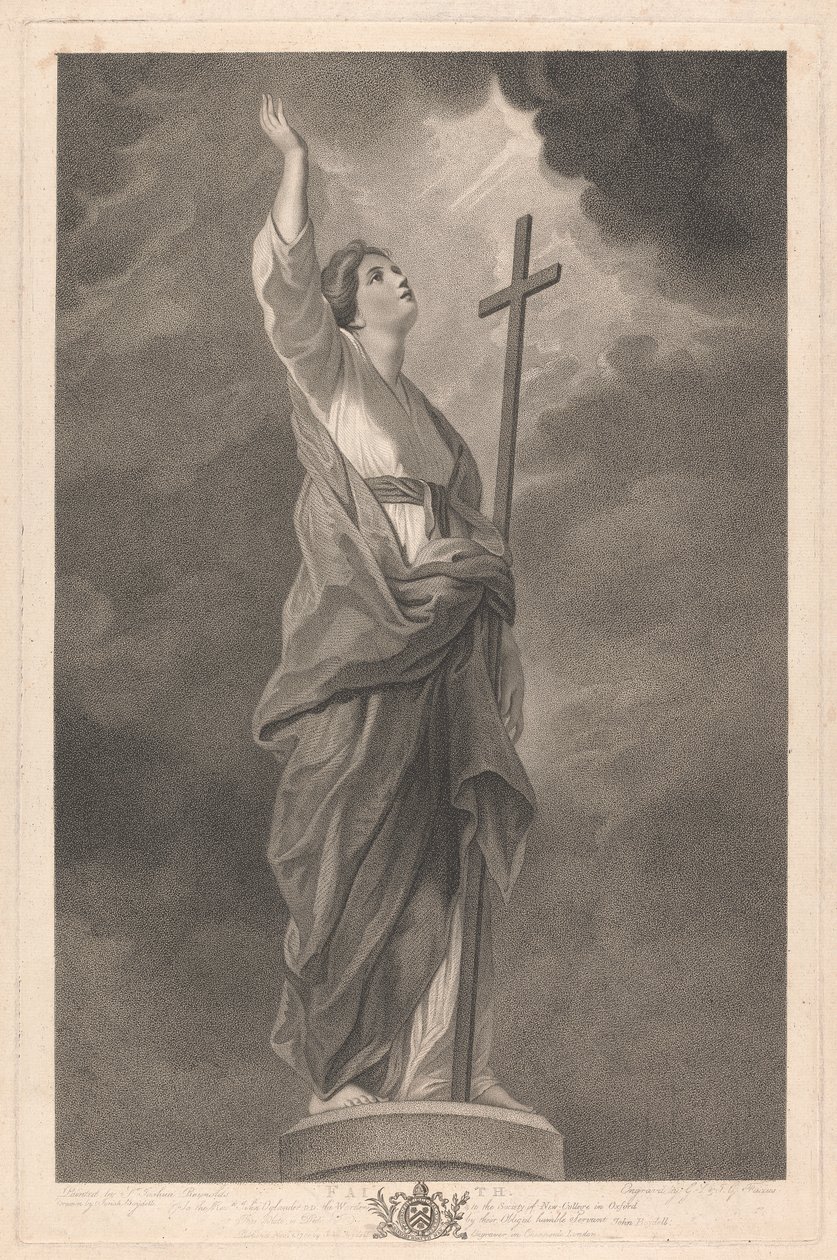 Finestra ovest della cappella, New College Oxford: Le virtù - Fede da George Siegmund Facius