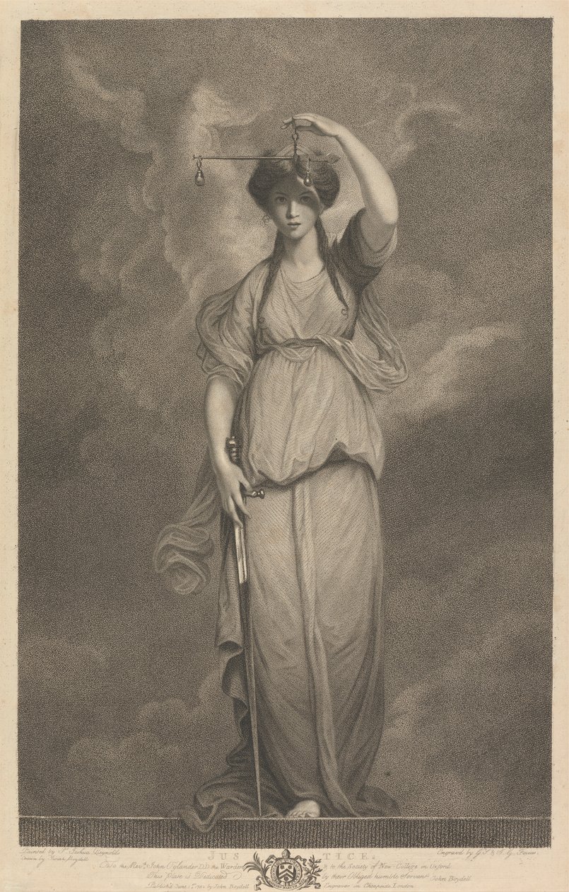 Finestra occidentale della cappella, New College Oxford: Le Virtù - Giustizia da George Siegmund Facius
