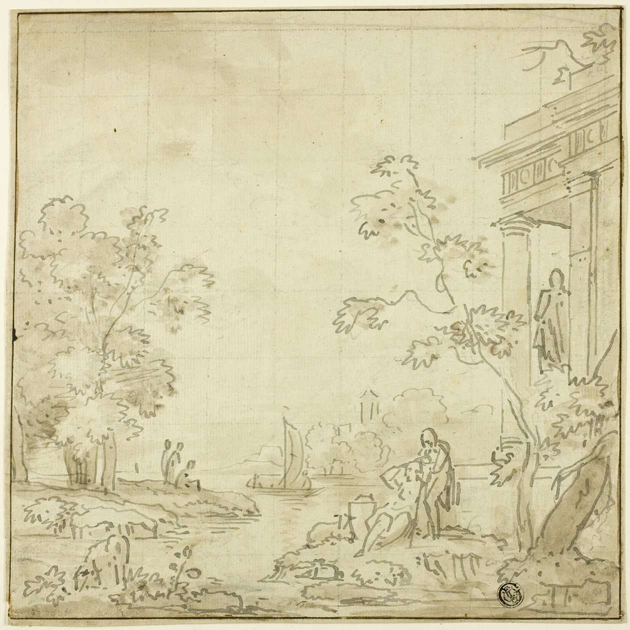 Scena di porto con figure, Tempio da George Smith of Chichester