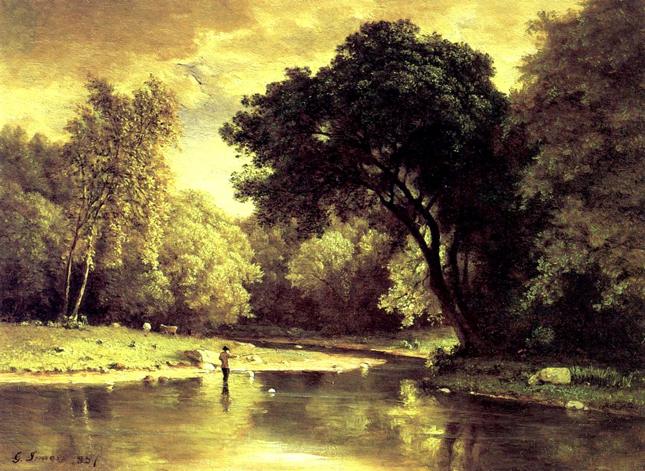 Pescatore in un ruscello da George Snr. Inness