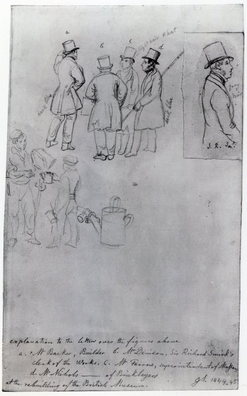 Costruttori e Geometri alla ricostruzione del British Museum, 1844 da George Snr Scharf