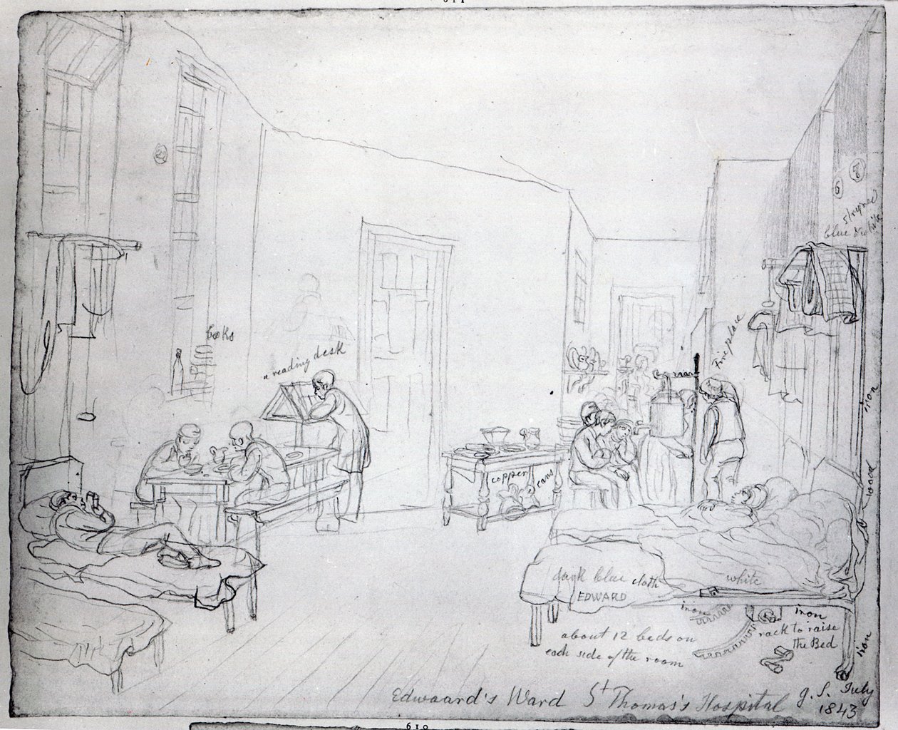 Reparto di Edward, Ospedale di St. Thomas, Londra, 1843 da George Snr Scharf