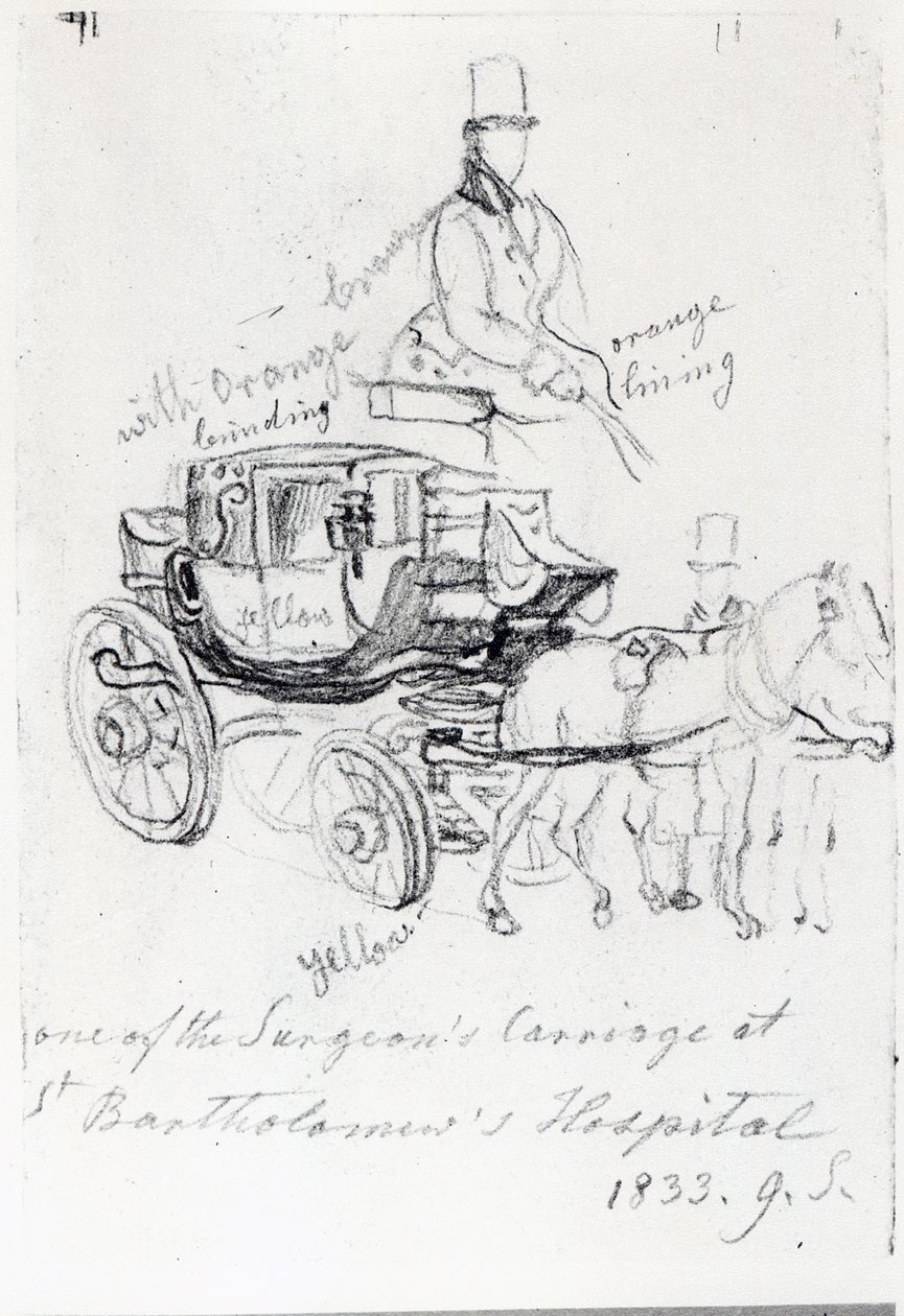 Carrozza del chirurgo al St. Bartholomews Hospital, Londra, 1833 da George Snr Scharf