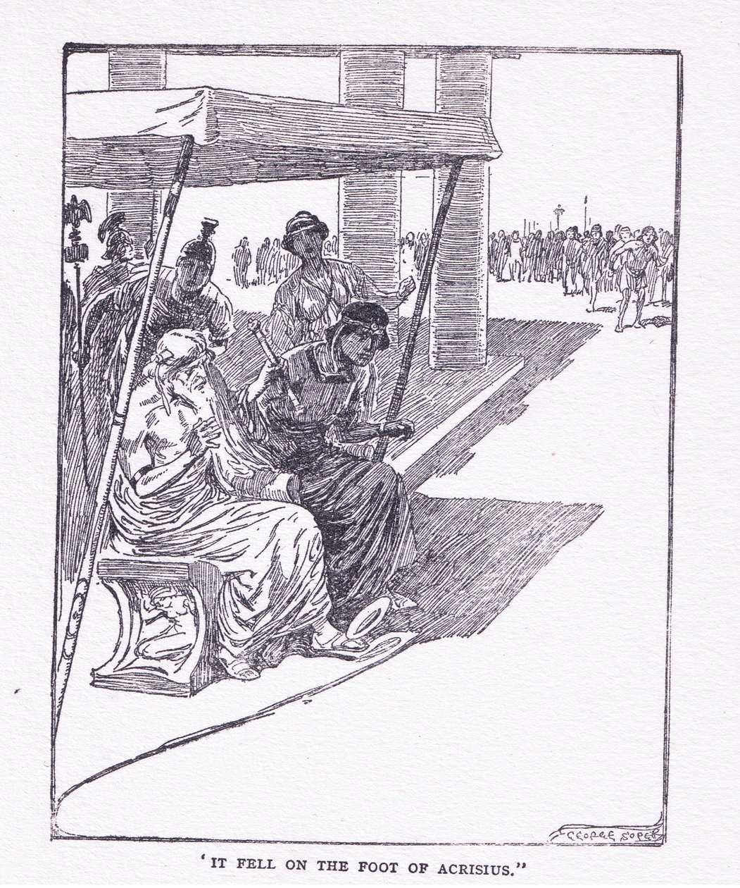 Cadde sul piede di Acrisio, da Gli Eroi pubblicato da George Allen e Unwin 1929 da George Soper
