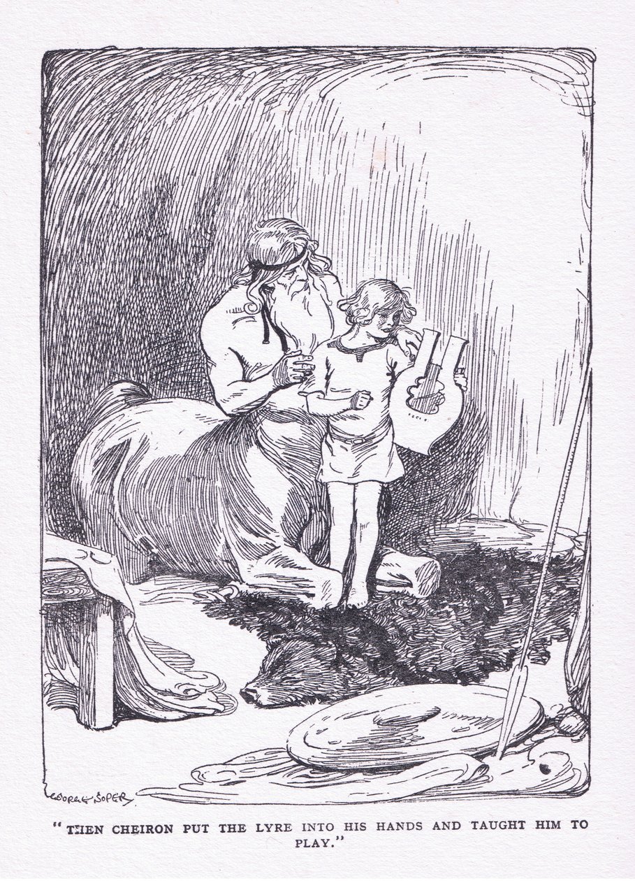 Il Cheiron gli mise la lira nelle mani e lo portò a suonare, da Gli Eroi pubblicato da George Allen e Unwin 1929 da George Soper