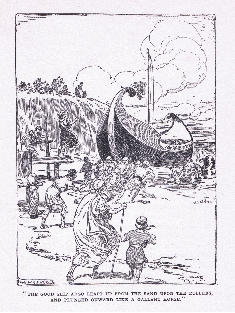 La buona nave Argo saltò dalla sabbia sui rulli e avanzò come un cavallo galante, da Gli Eroi pubblicato da George Allen e Unwin 1929 da George Soper