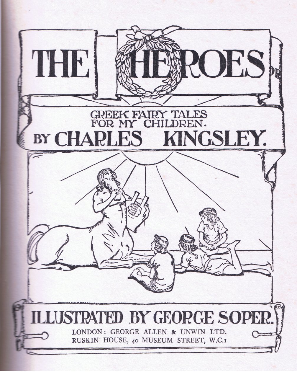 Progettazione della pagina del titolo, da Gli Eroi pubblicato da George Allen e Unwin 1929 da George Soper