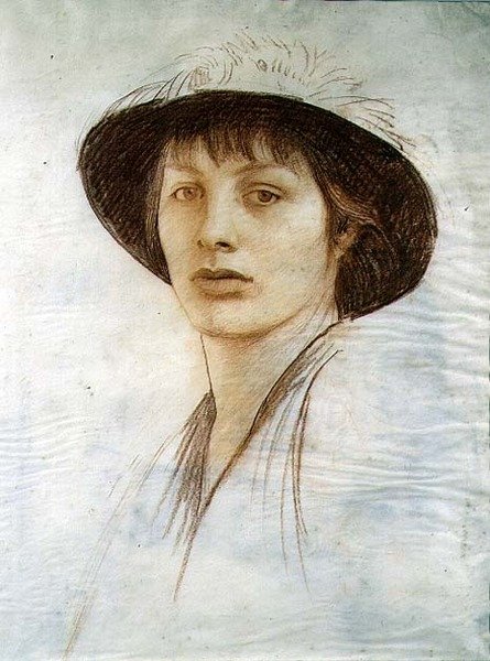 Ragazza con cappello piumato da George Spencer Watson