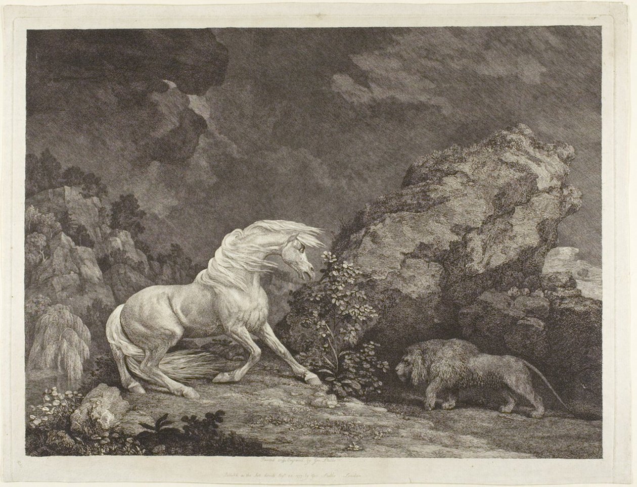 Un cavallo spaventato da un leone da George Stubbs
