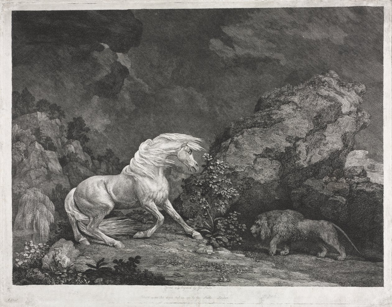 Un cavallo spaventato da un leone da George Stubbs