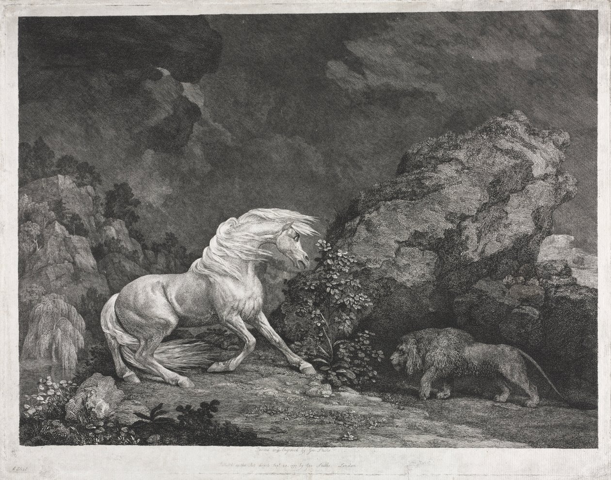 Un cavallo spaventato da un leone, 1777 da George Stubbs