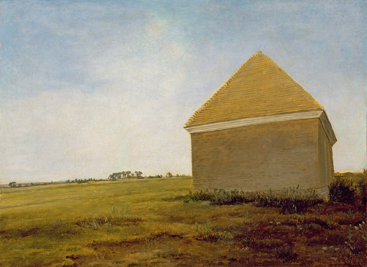 Newmarket Heath, con una casa per il massaggio dei cavalli, c.1765 (post-restauro) da George Stubbs