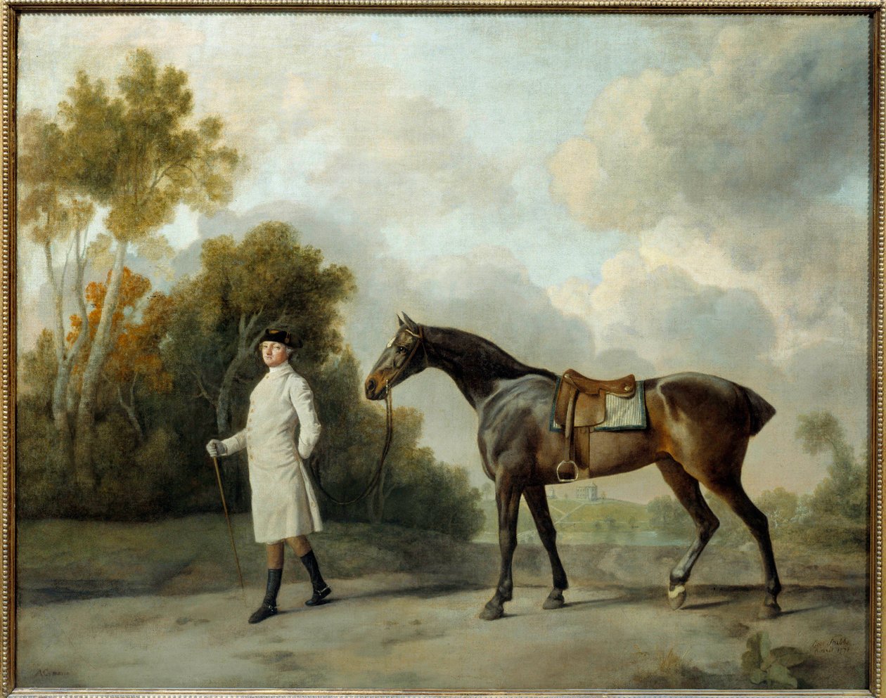 Ritratto di Assheton, primo visconte Curzon e la sua cavalla Maria Dipinto di George Stubbs (1724-1806) Sun. 1x1,28 m da George Stubbs