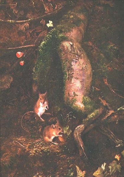 Topi di campagna ai piedi di un albero, 1876 da George Thomas Rope