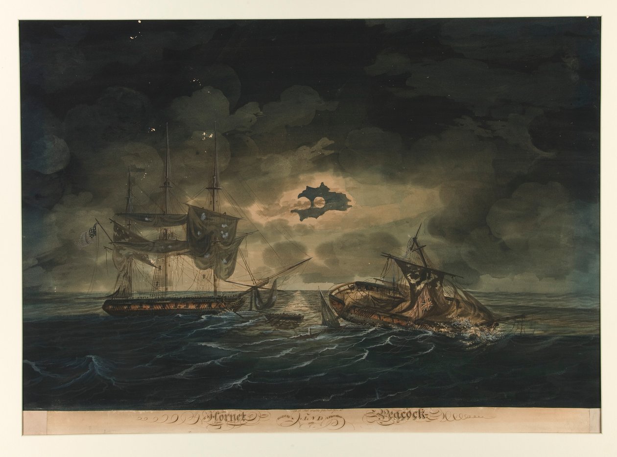 La Hornet (U.S.) e la Peacock (britannica) da George Thresher