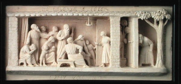La liberazione di Pietro, prodotta da Doulton & Co., c.1872-82 da George Tinworth
