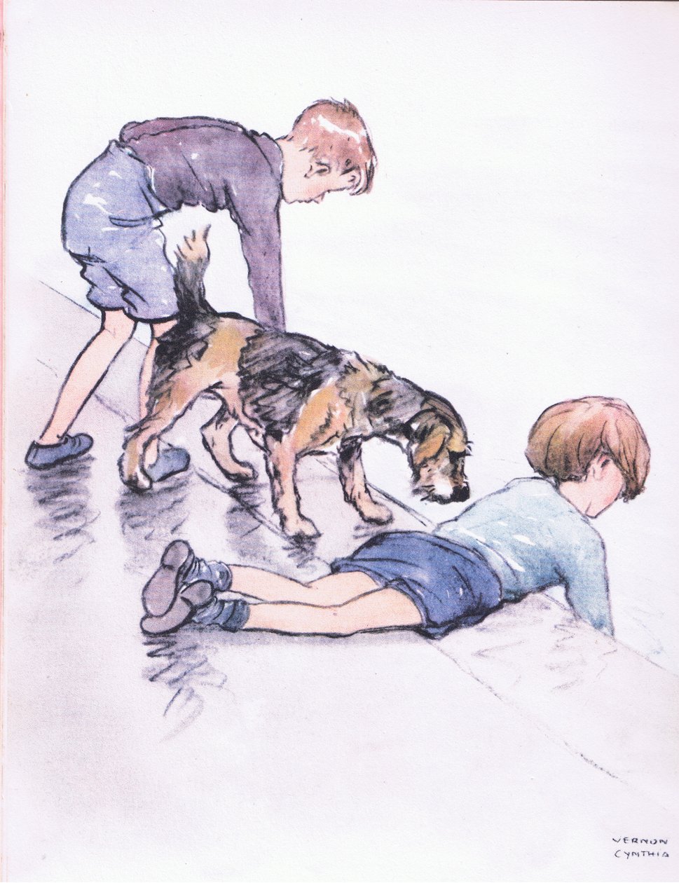 Pesca, dal molo, da Mudlarks pubblicato da Collins da George Vernon Stokes