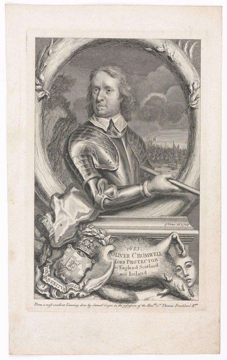 1653 Oliver Cromwell Lord Protettore di Inghilterra, Scozia e Irlanda da George Vertue