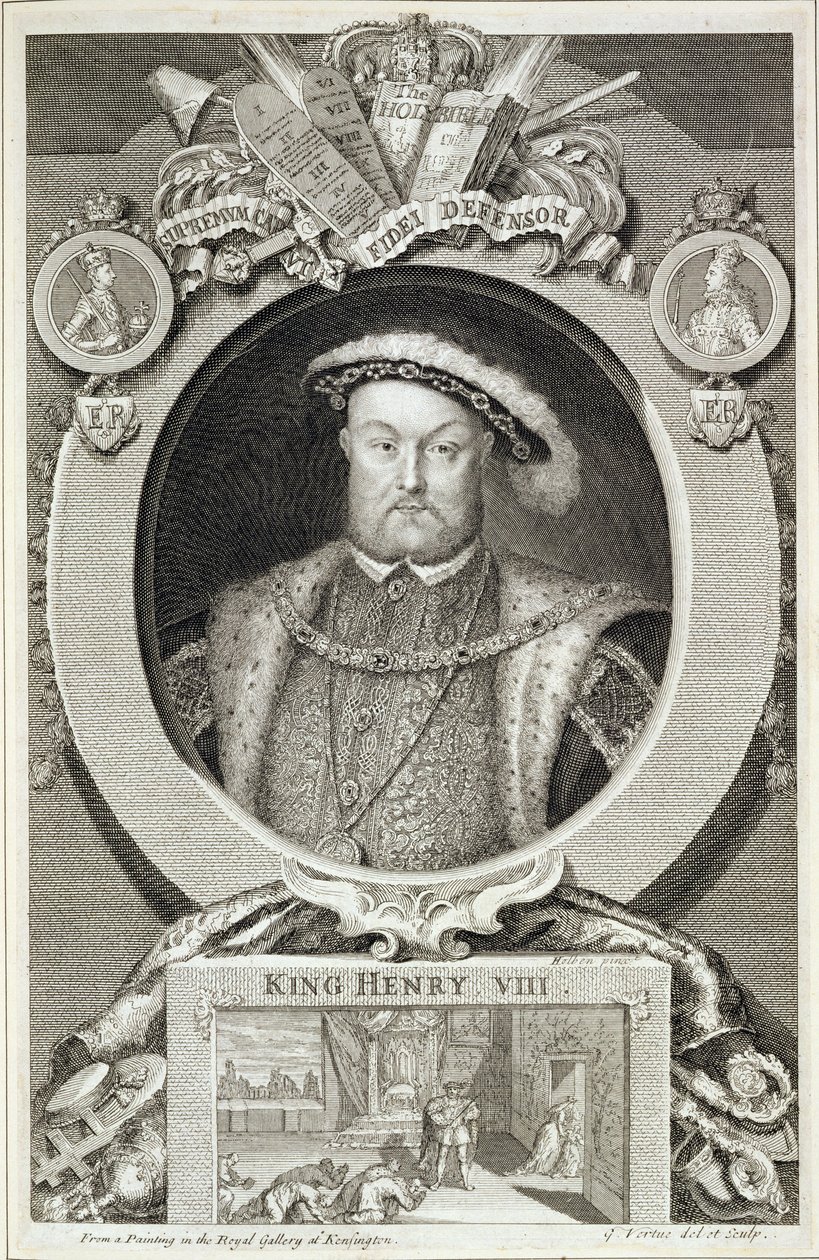 Enrico VIII (1491-1547), dopo un dipinto nella Royal Gallery a Kensington da George Vertue
