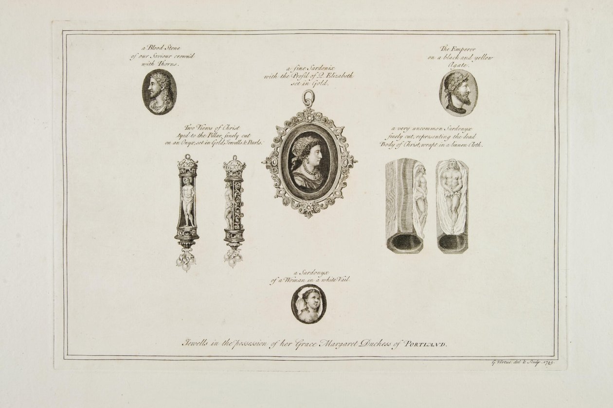 Gioielli in possesso di Sua Grazia Margaret Duchessa di Portland, 1749 da George Vertue
