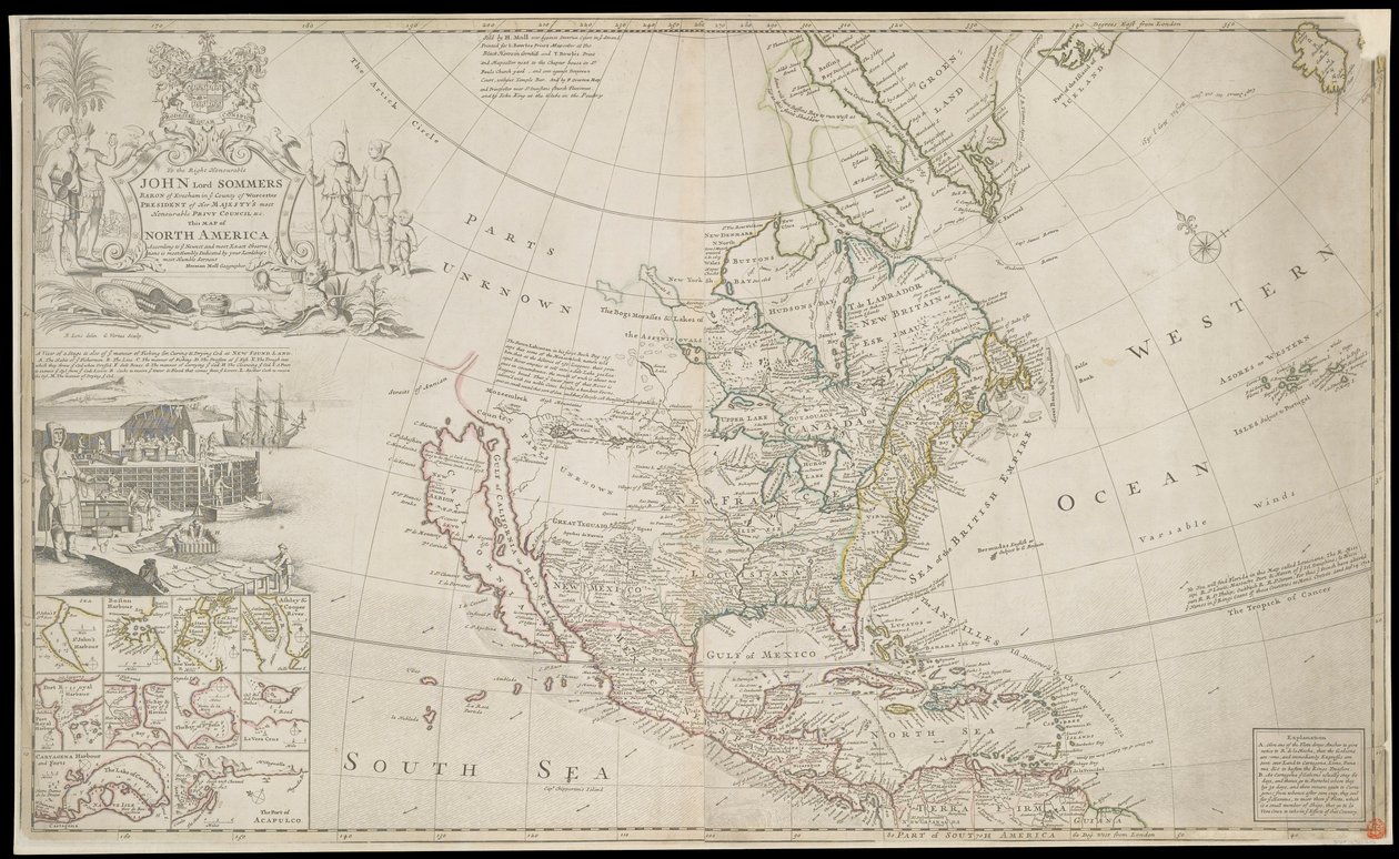 Mappa del Nord America, c. 1720 da George Vertue